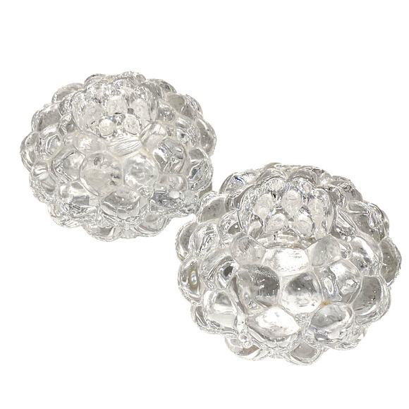 2 Vintage ORREFORS Crystal Art Glass Raspberry Votive Tea Light Holders Sweden - Picture 2 of 5